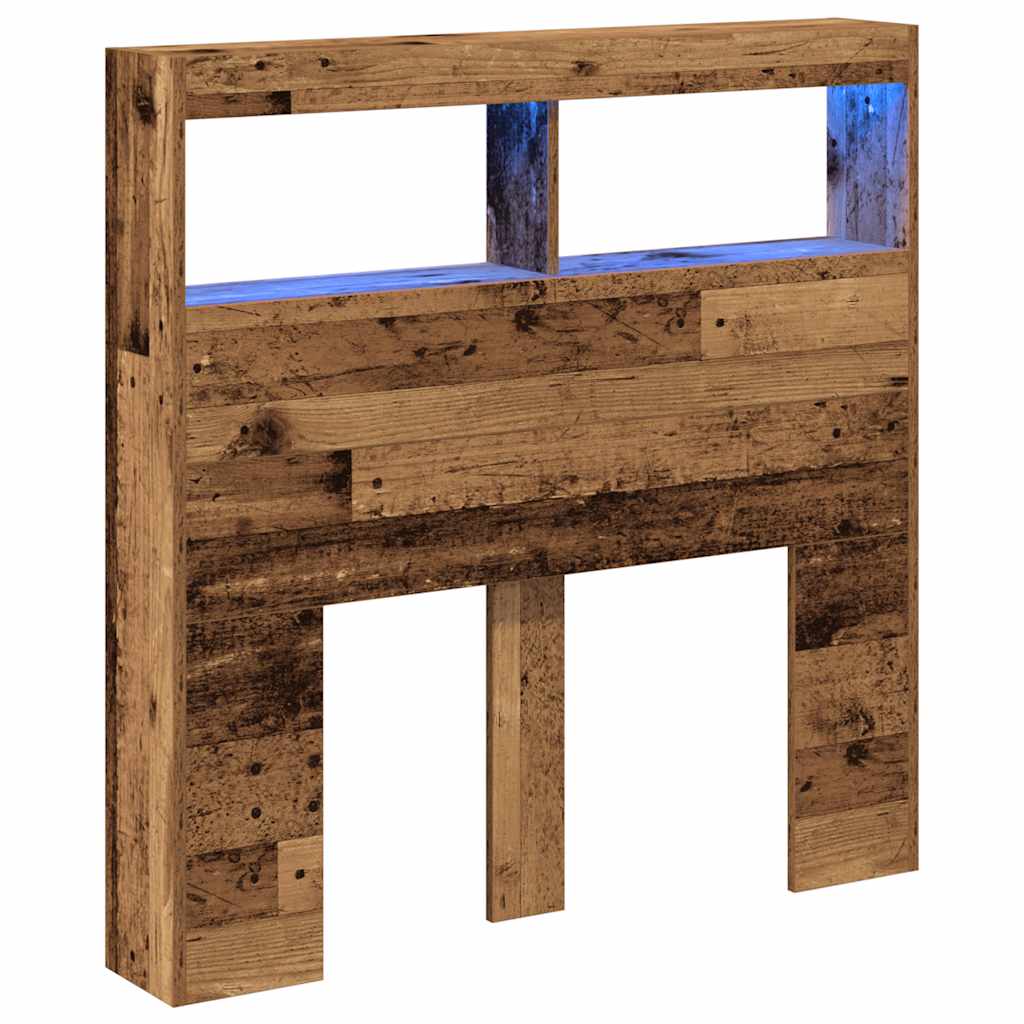Armoire tête de lit avec LED vieux bois 100x17x102 cm - XIOS