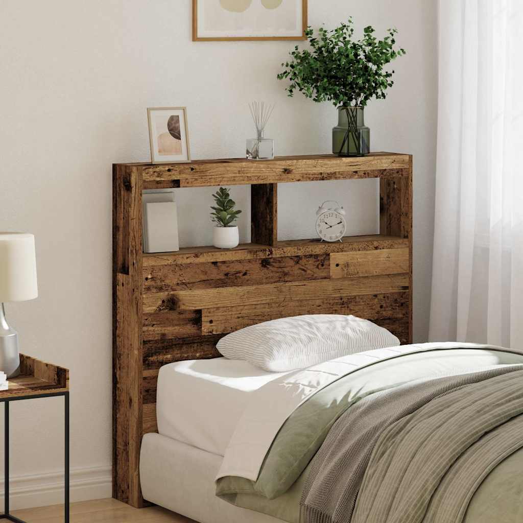 Armoire tête de lit avec LED vieux bois 100x17x102 cm - XIOS