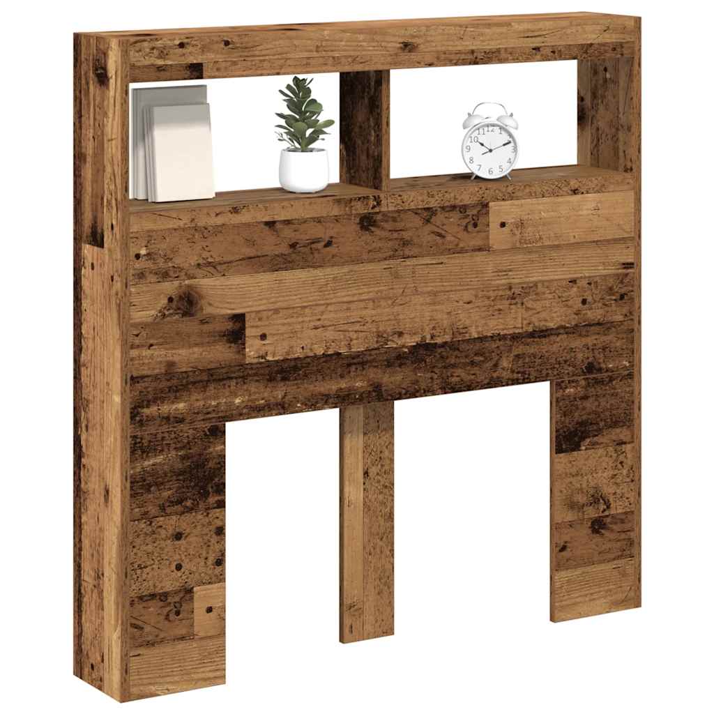 Armoire tête de lit avec LED vieux bois 100x17x102 cm - XIOS