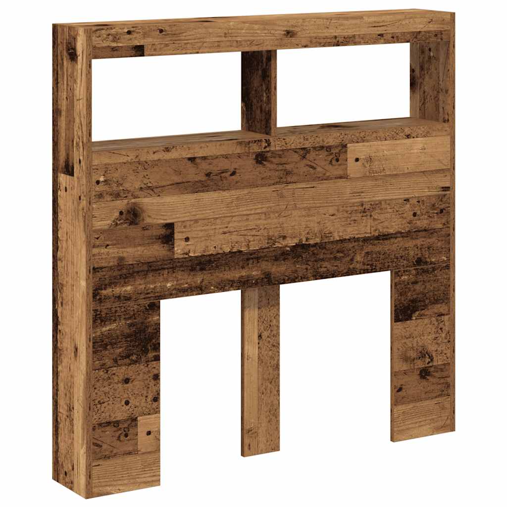 Armoire tête de lit avec LED vieux bois 100x17x102 cm - XIOS