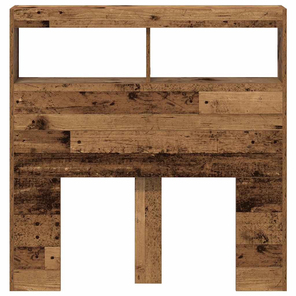 Armoire tête de lit avec LED vieux bois 100x17x102 cm - XIOS