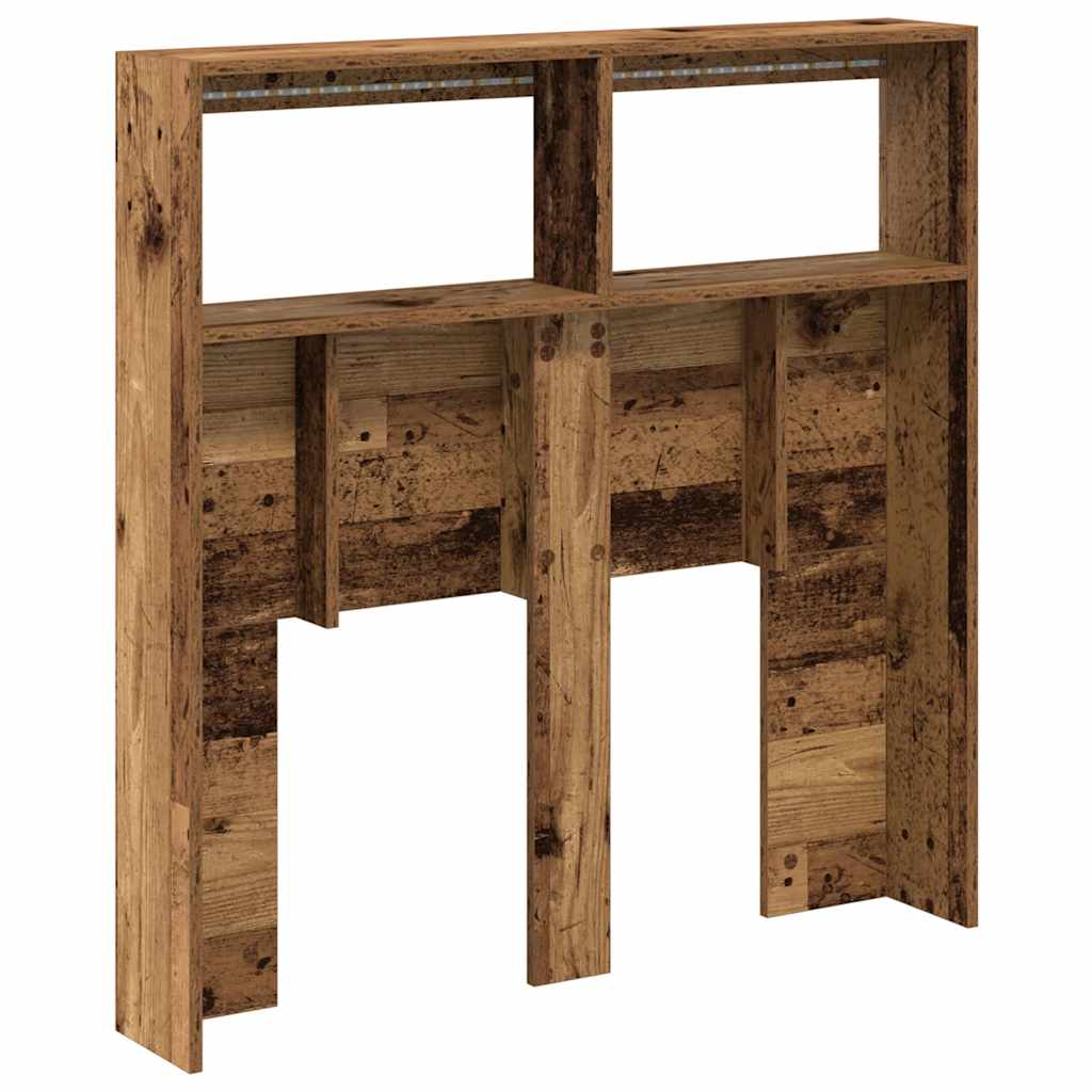 Armoire tête de lit avec LED vieux bois 100x17x102 cm - XIOS