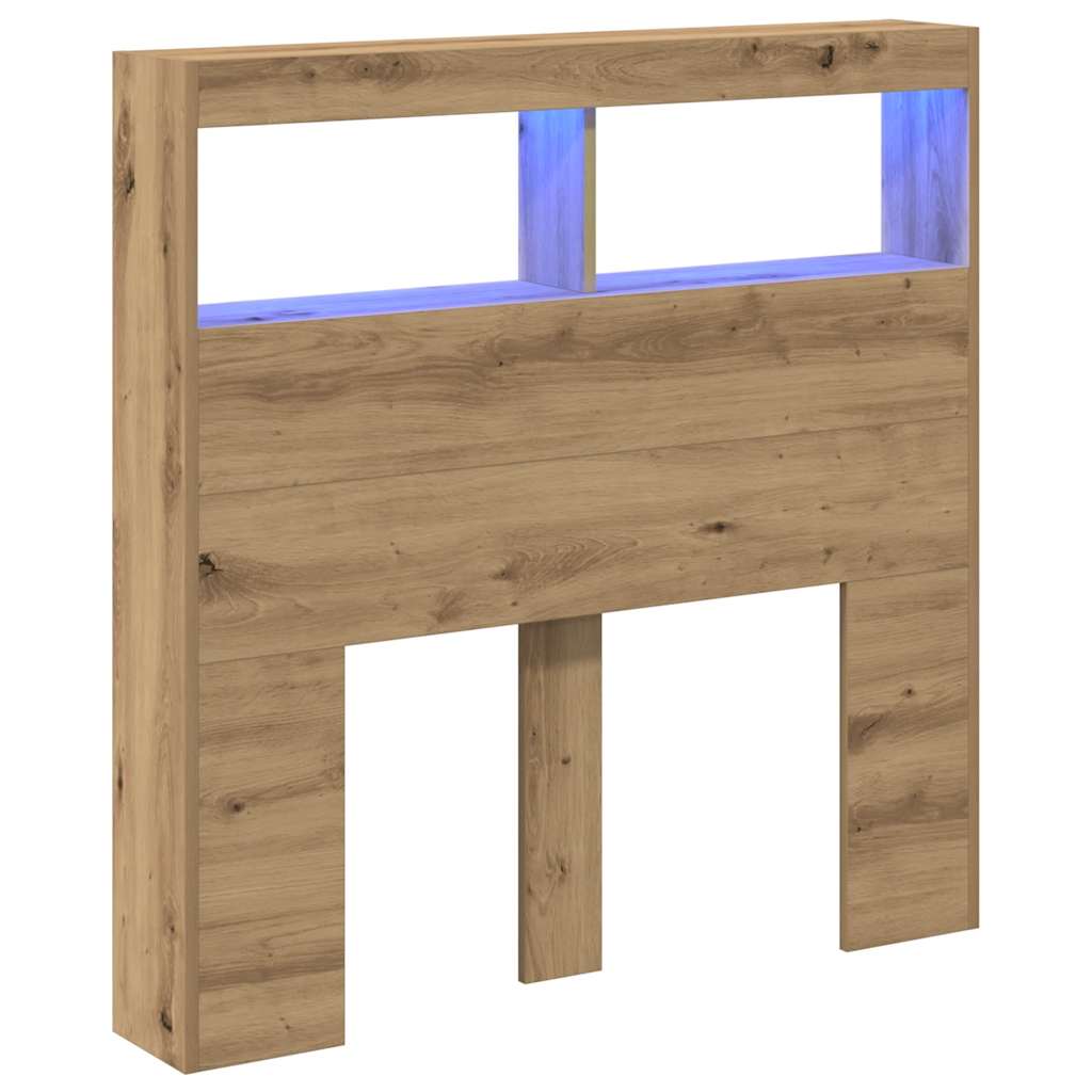 Armoire tête de lit avec LED chêne artisanal 100x17x102 cm - XIOS