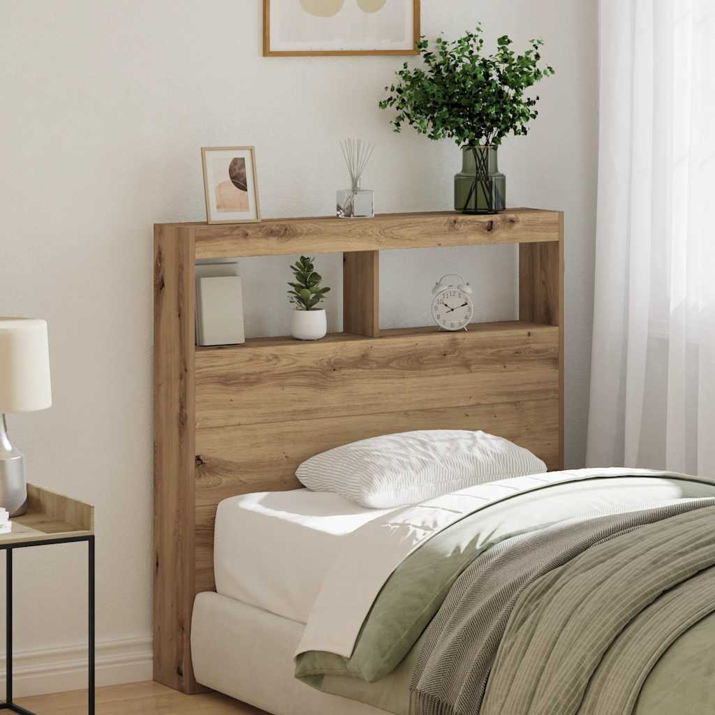 Armoire tête de lit avec LED chêne artisanal 100x17x102 cm - XIOS