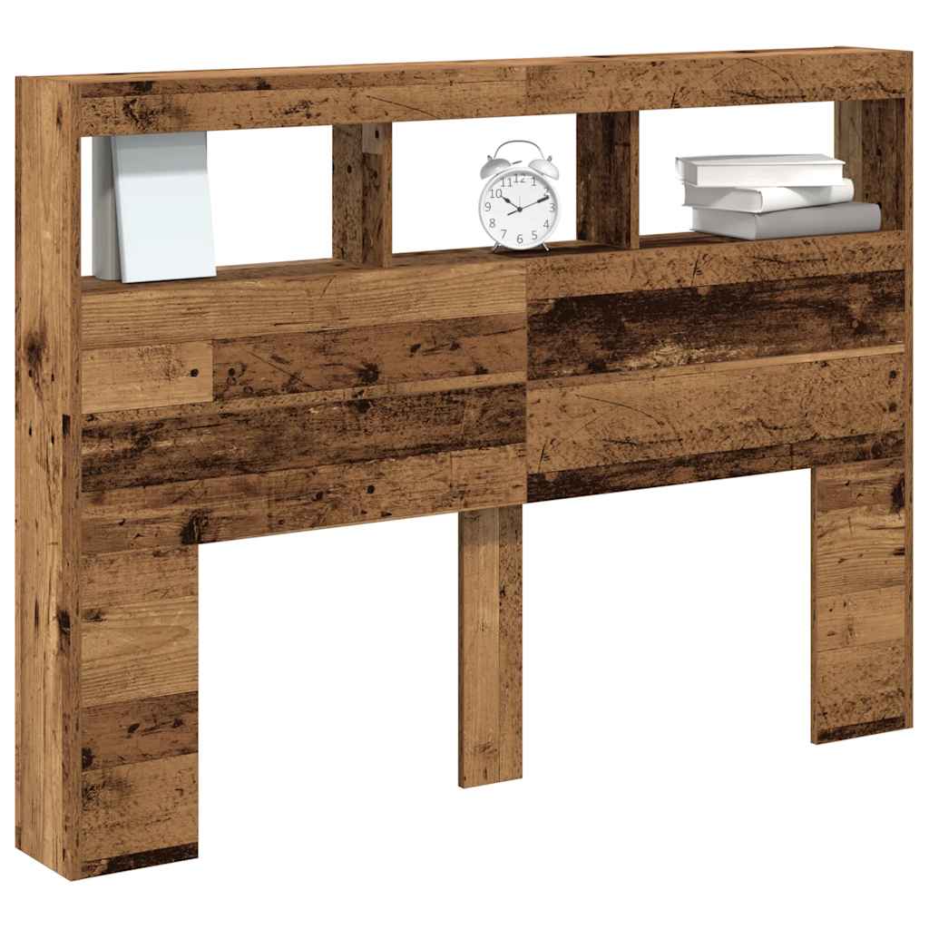 Armoire tête de lit avec LED vieux bois 140x17x102 cm - XIOS