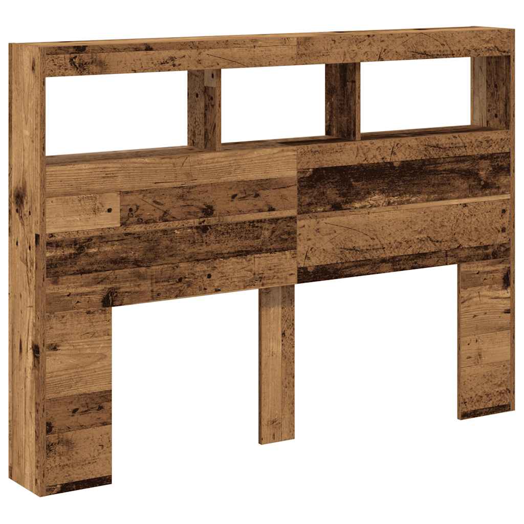 Armoire tête de lit avec LED vieux bois 140x17x102 cm - XIOS