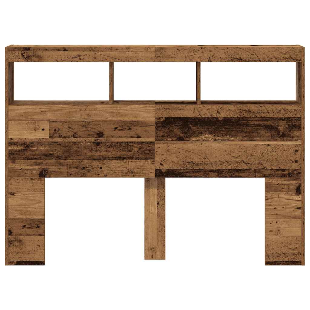 Armoire tête de lit avec LED vieux bois 140x17x102 cm - XIOS