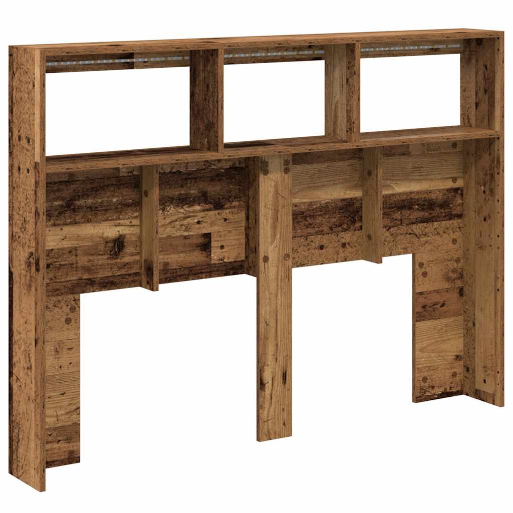 Armoire tête de lit avec LED vieux bois 140x17x102 cm - XIOS