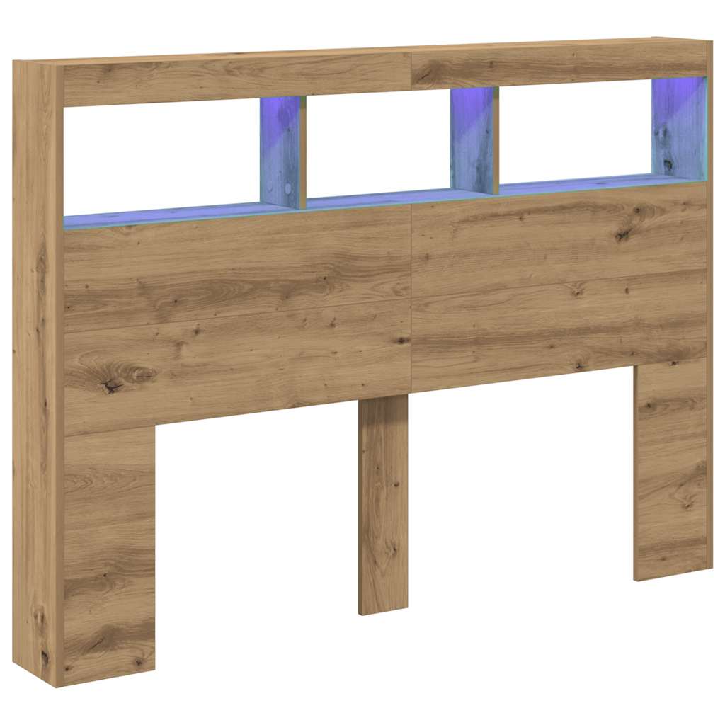 Armoire tête de lit avec LED chêne artisanal 140x17x102 cm - XIOS