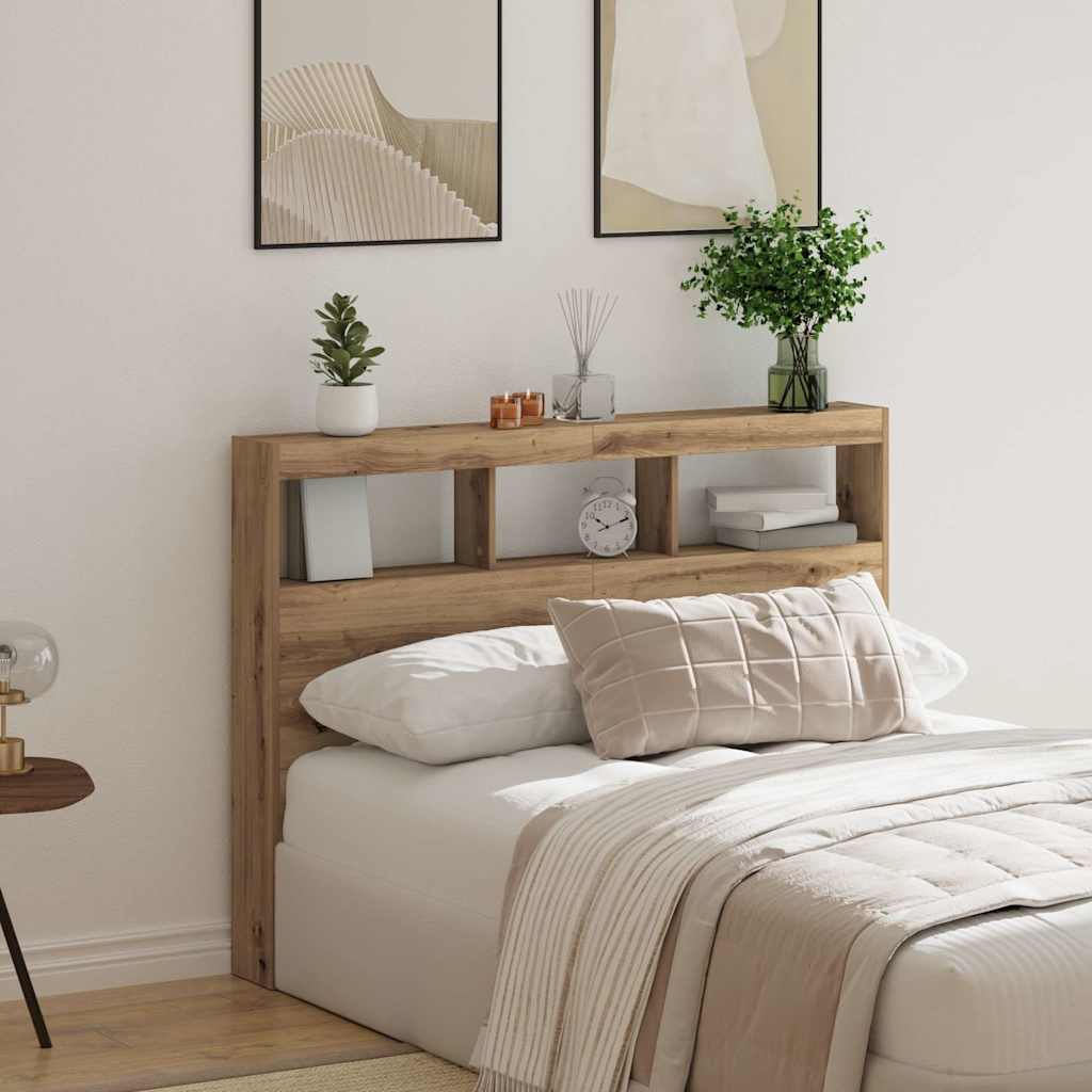 Armoire tête de lit avec LED chêne artisanal 140x17x102 cm - XIOS
