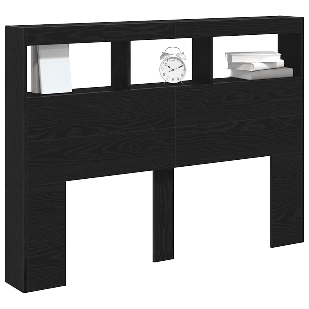 Armoire tête de lit avec LED chêne noir 140x17x102 cm - XIOS