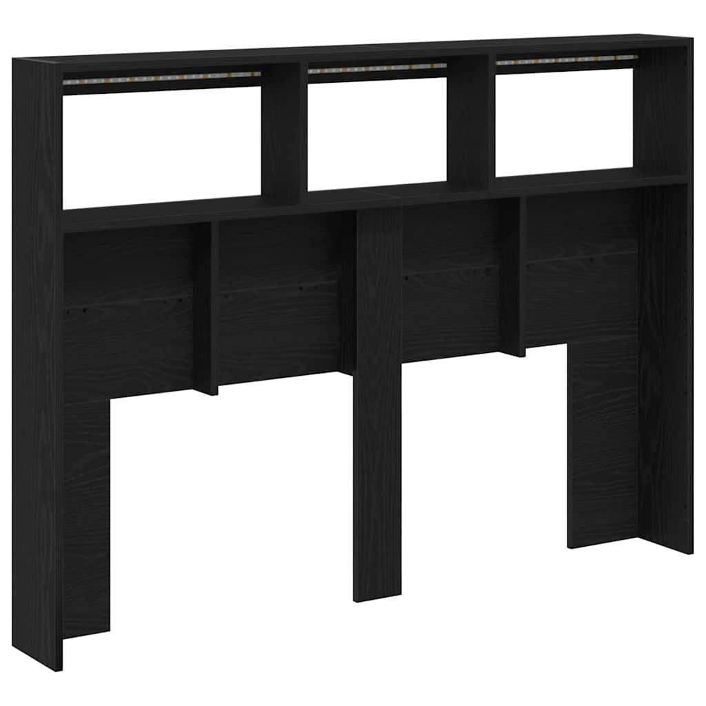 Armoire tête de lit avec LED chêne noir 140x17x102 cm - XIOS