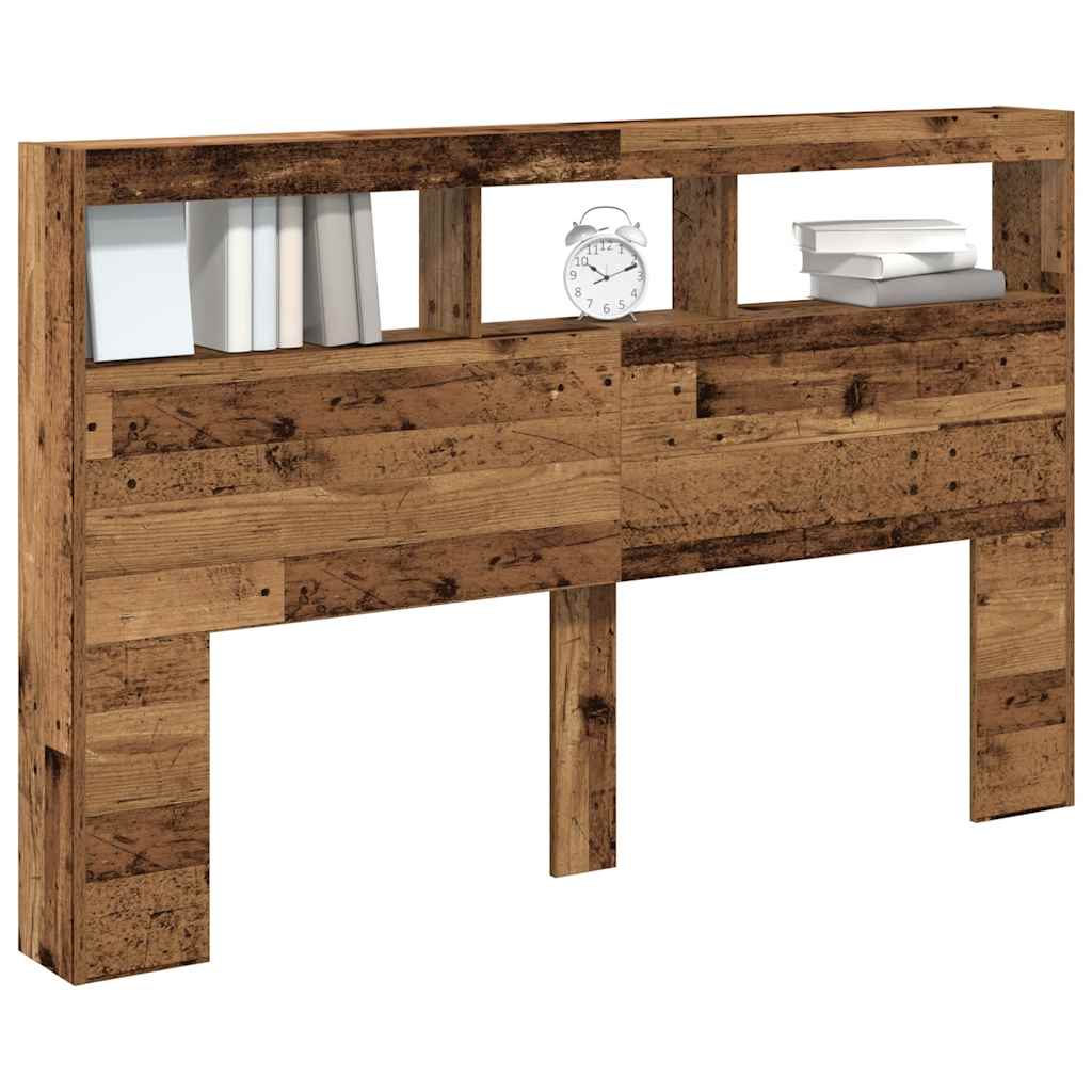 Armoire tête de lit avec LED vieux bois 160x17x102 cm - XIOS