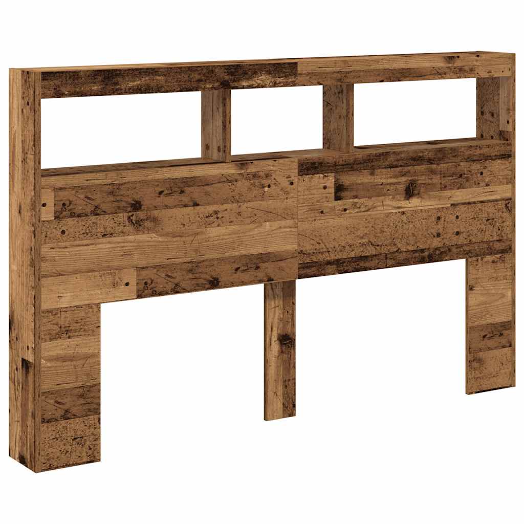 Armoire tête de lit avec LED vieux bois 160x17x102 cm - XIOS