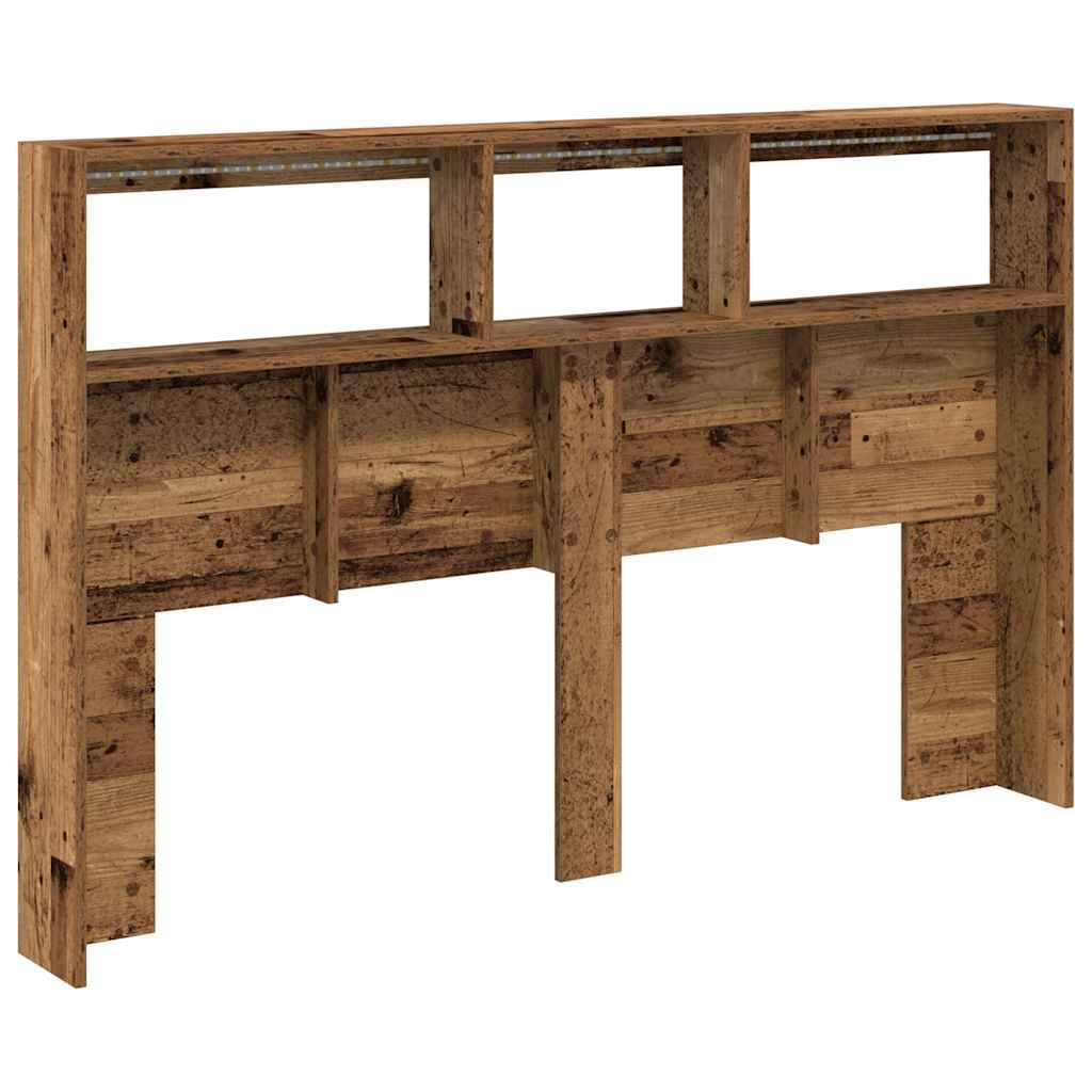 Armoire tête de lit avec LED vieux bois 160x17x102 cm - XIOS