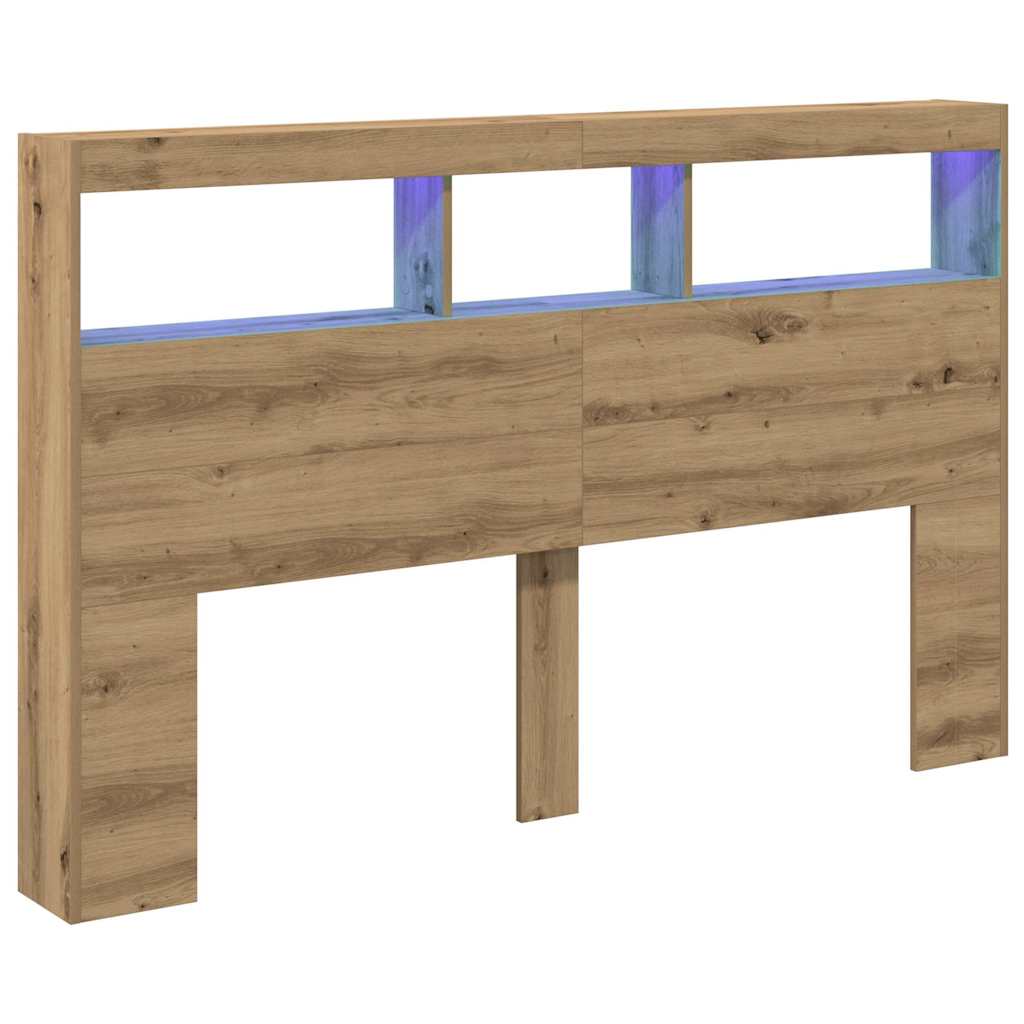 Armoire tête de lit avec LED chêne artisanal 160x17x102 cm - XIOS