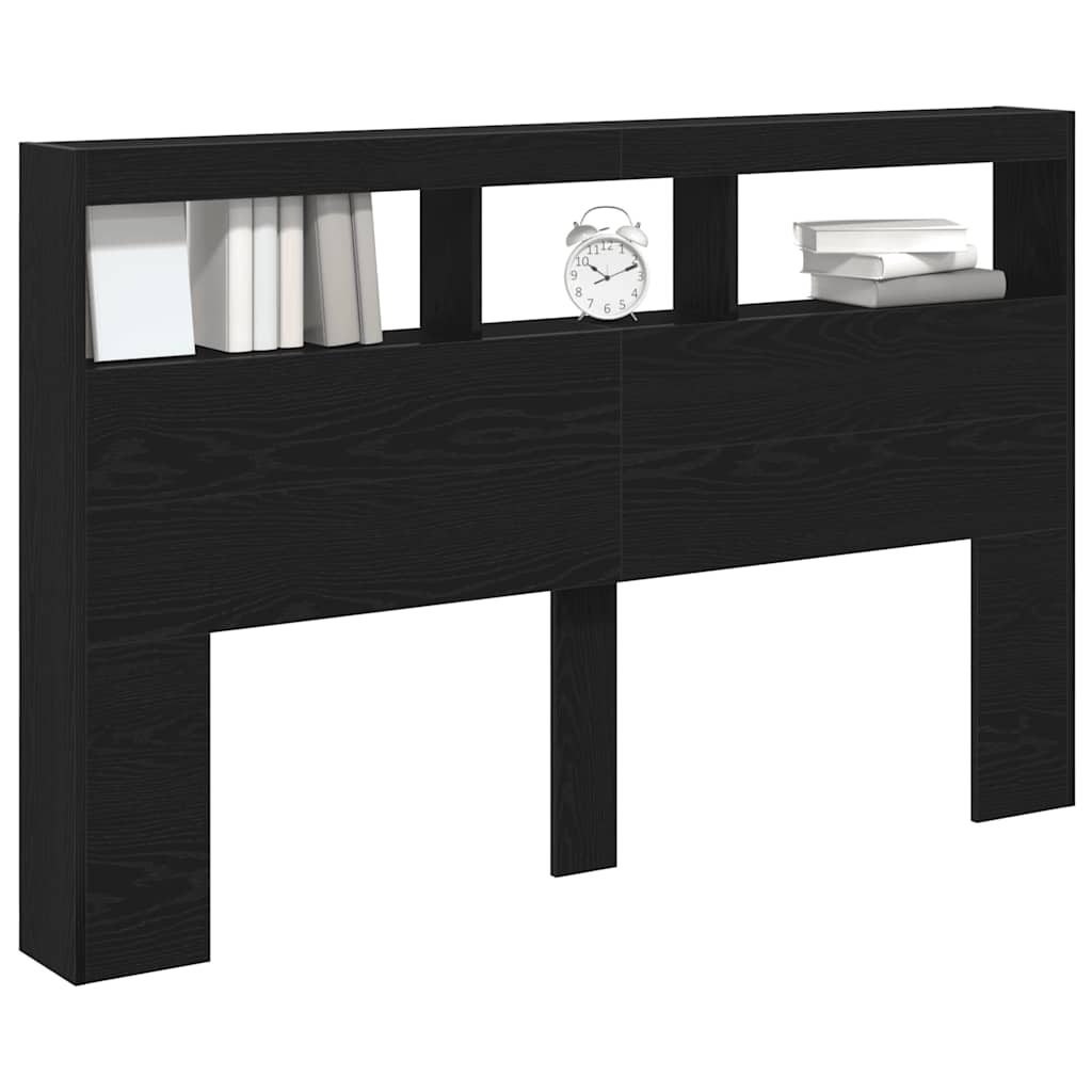 Armoire tête de lit avec LED chêne noir 160x17x102 cm - XIOS