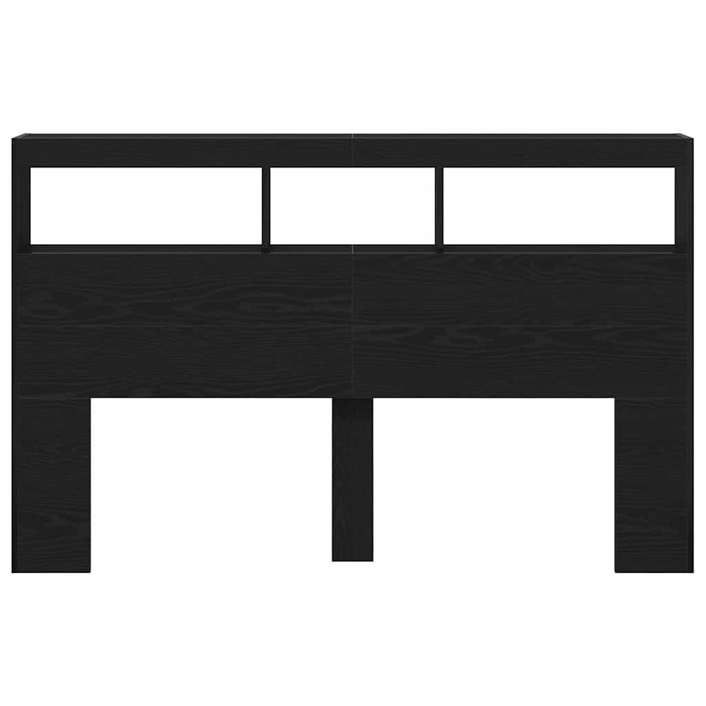 Armoire tête de lit avec LED chêne noir 160x17x102 cm - XIOS