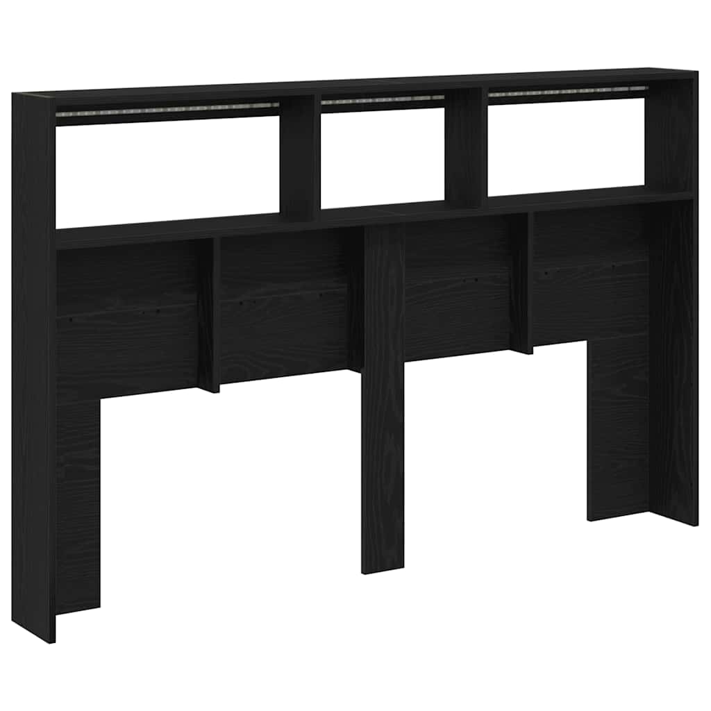 Armoire tête de lit avec LED chêne noir 160x17x102 cm - XIOS