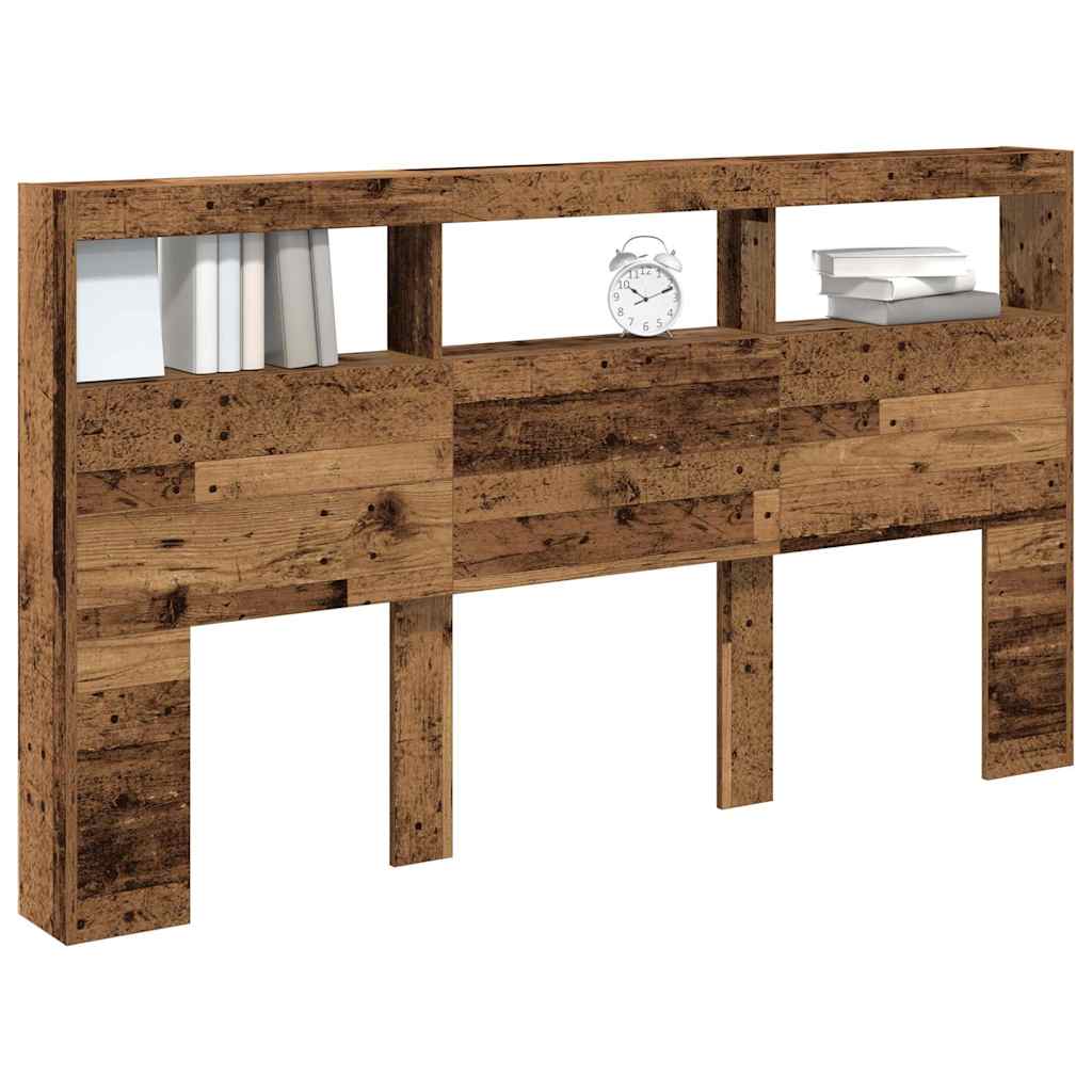 Armoire tête de lit avec LED vieux bois 180x17x102 cm - XIOS
