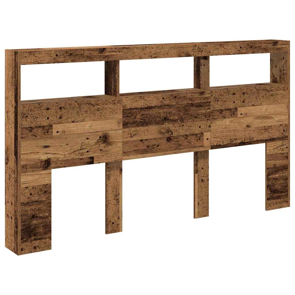 Armoire tête de lit avec LED vieux bois 180x17x102 cm - XIOS