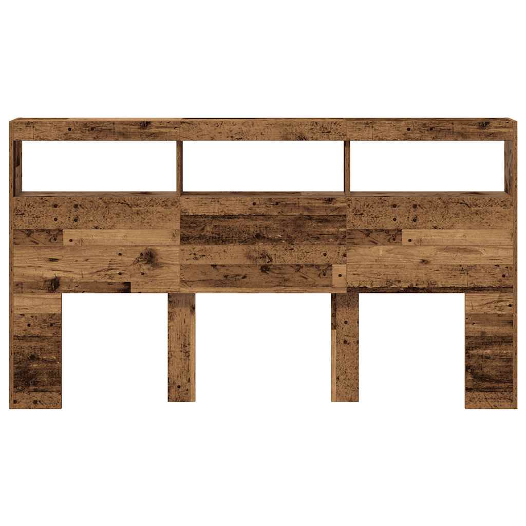 Armoire tête de lit avec LED vieux bois 180x17x102 cm - XIOS