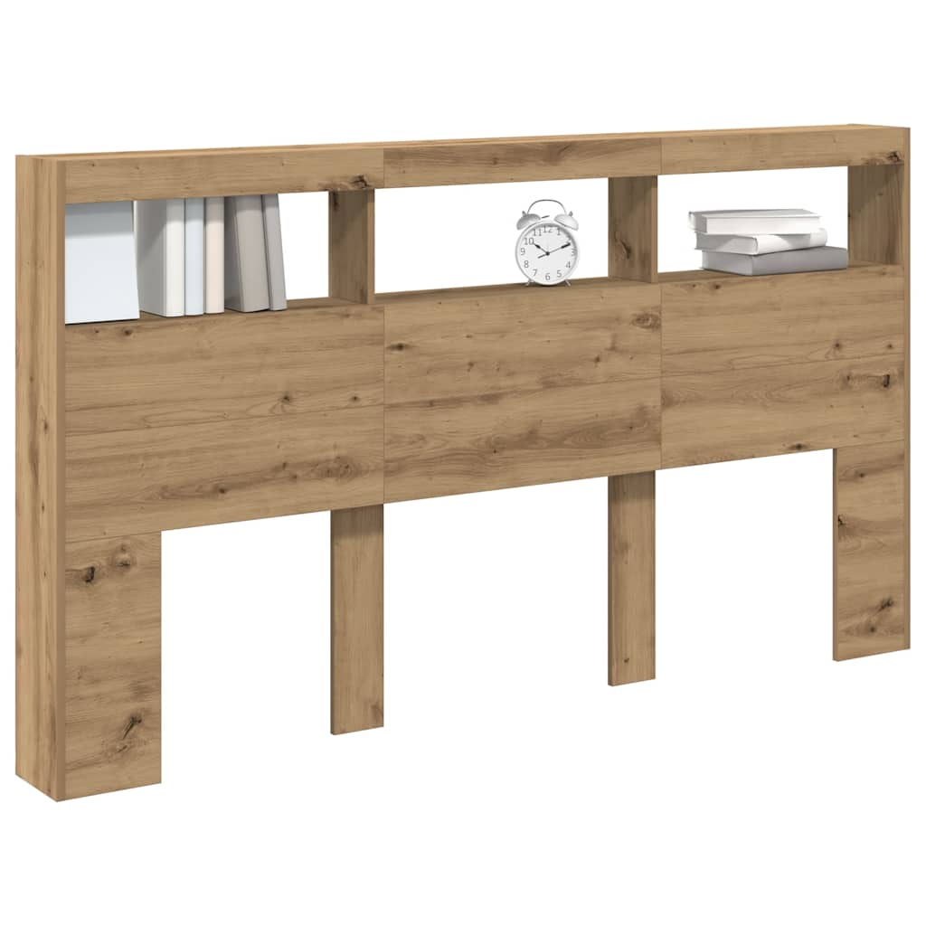 Armoire tête de lit avec LED chêne artisanal 180x17x102 cm - XIOS