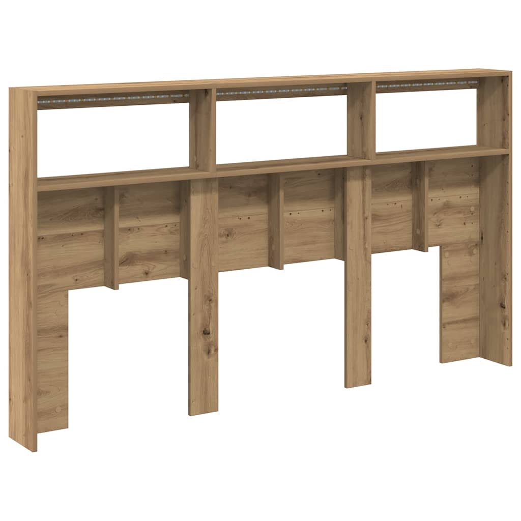 Armoire tête de lit avec LED chêne artisanal 180x17x102 cm - XIOS