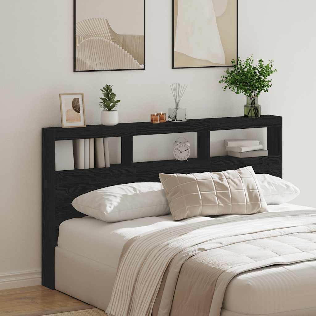 Armoire tête de lit avec LED chêne noir 180x17x102 cm - XIOS