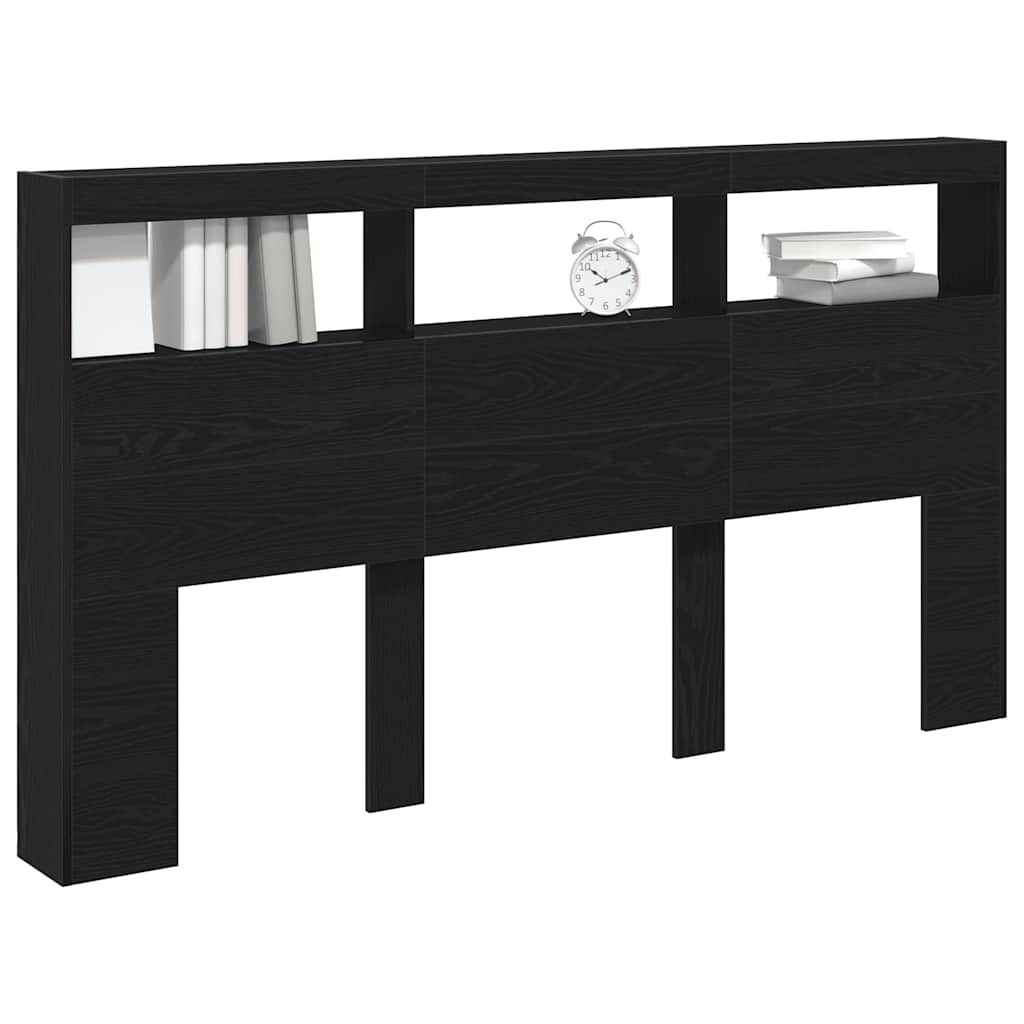 Armoire tête de lit avec LED chêne noir 180x17x102 cm - XIOS