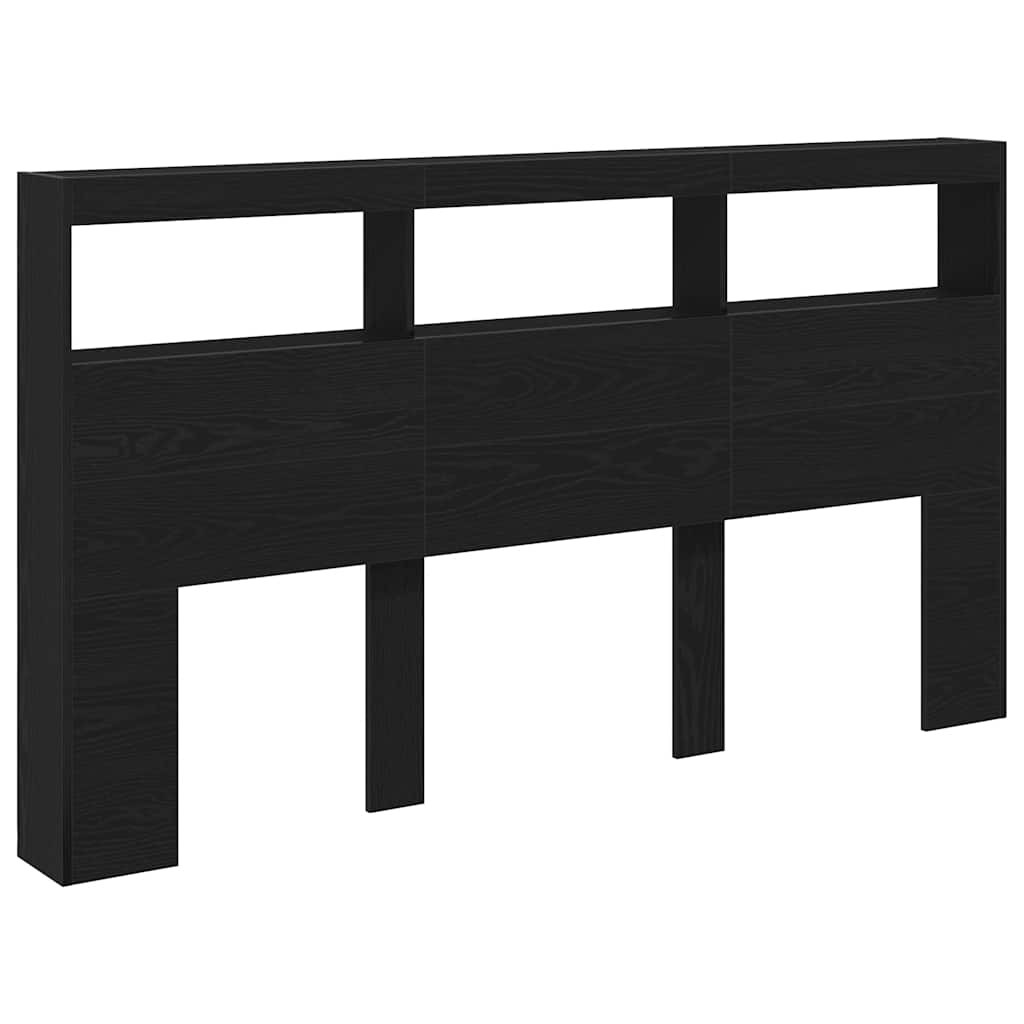 Armoire tête de lit avec LED chêne noir 180x17x102 cm - XIOS