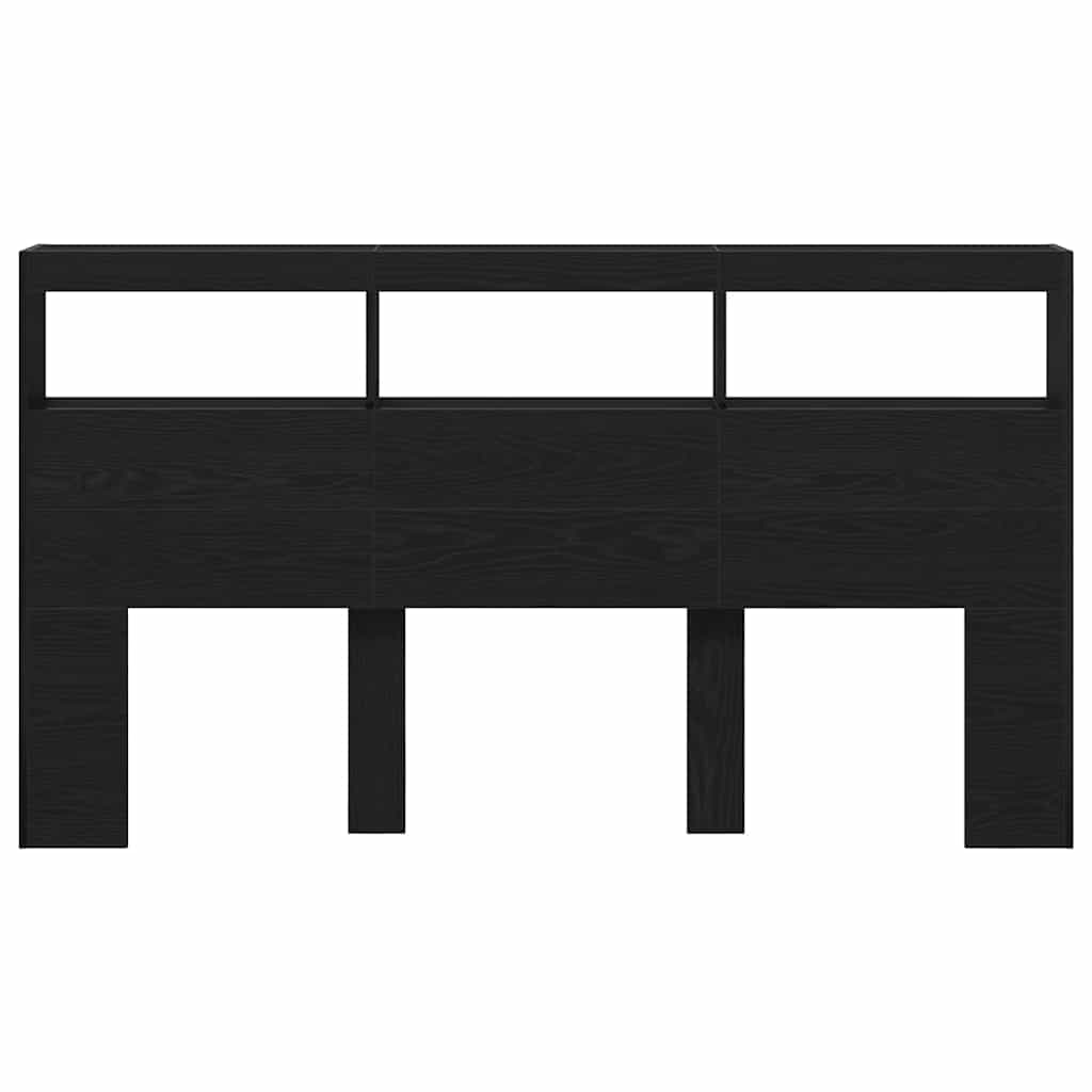 Armoire tête de lit avec LED chêne noir 180x17x102 cm - XIOS