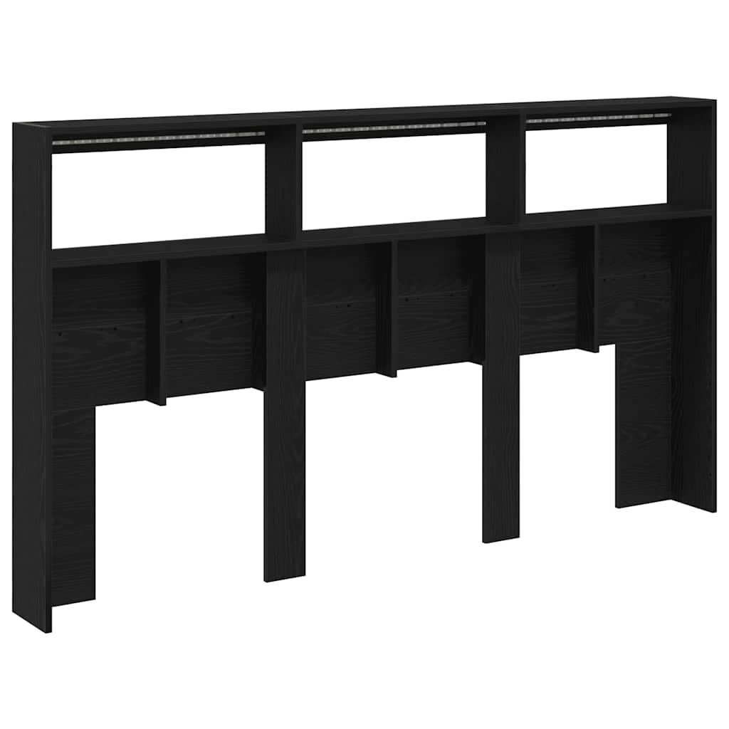 Armoire tête de lit avec LED chêne noir 180x17x102 cm - XIOS