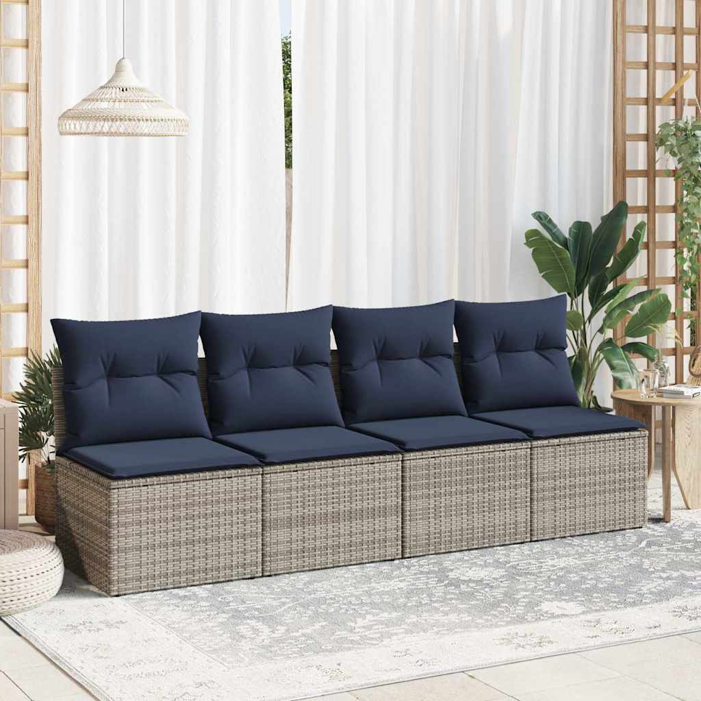 Salon de jardin 2 pcs avec coussins gris résine tressée acacia