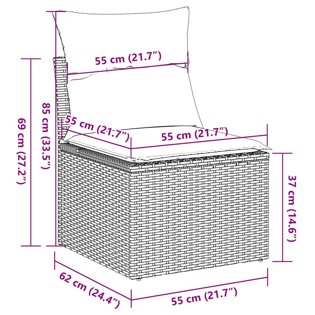 Salon de jardin avec coussins 2 pcs beige résine tressée acacia