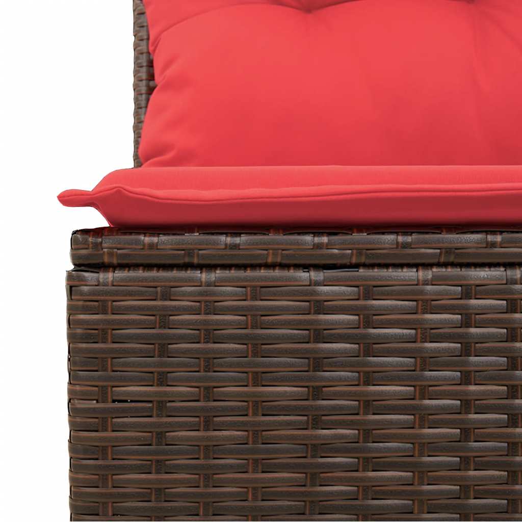 Salon de jardin avec coussins 9 pcs marron résine tressée