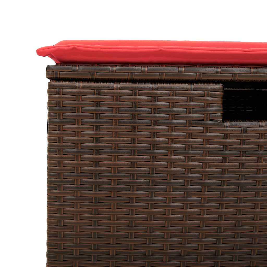 Salon de jardin avec coussins 6 pcs marron résine tressée