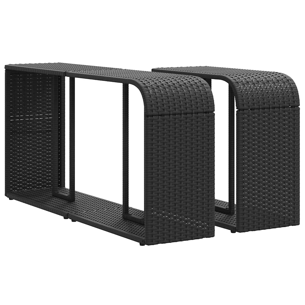 Salon de jardin 10 pcs avec coussins noir résine tressée