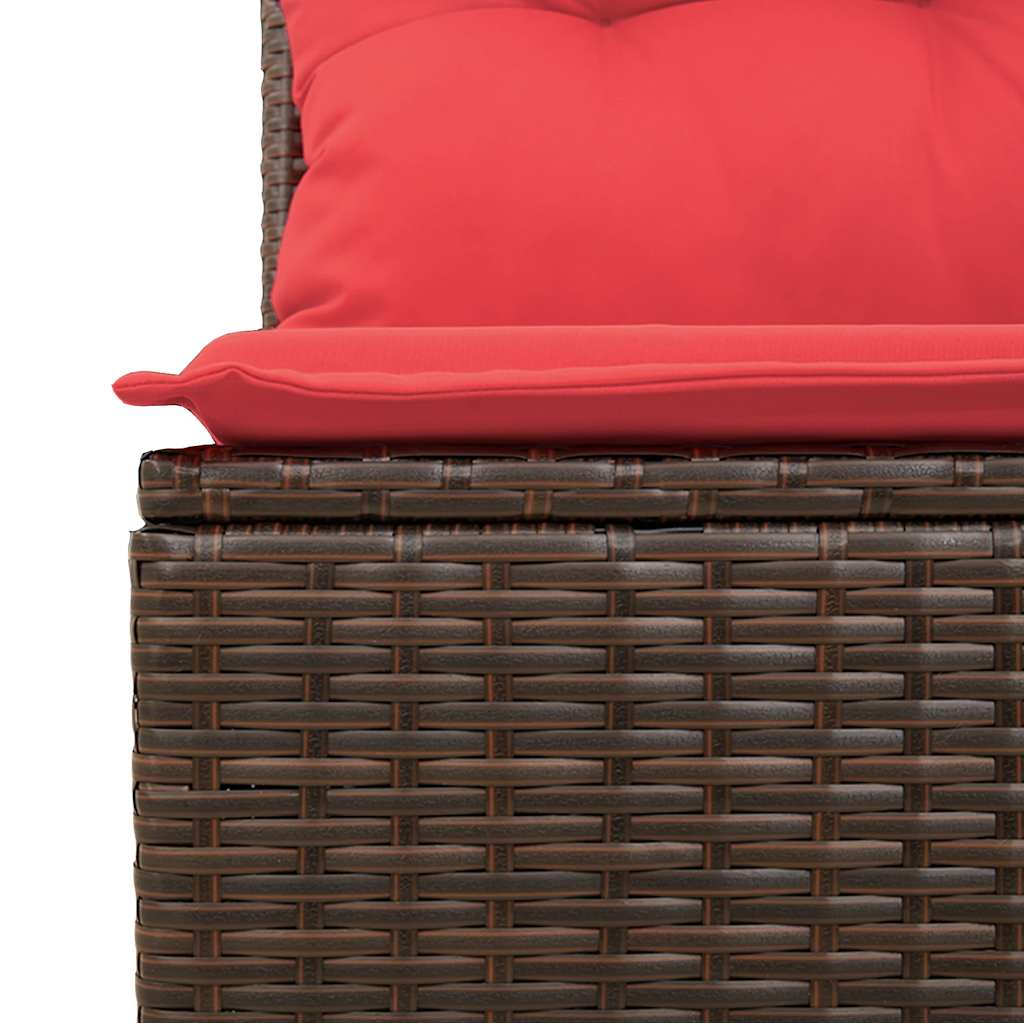 Salon de jardin avec coussins 6pcs marron résine tressée acacia