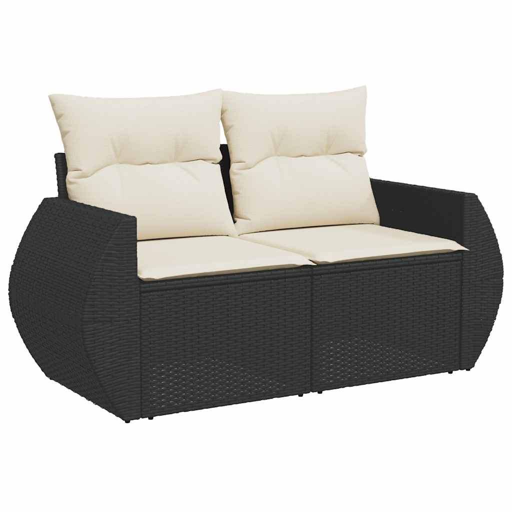 Salon de jardin 6 pcs avec coussins noir résine tressée
