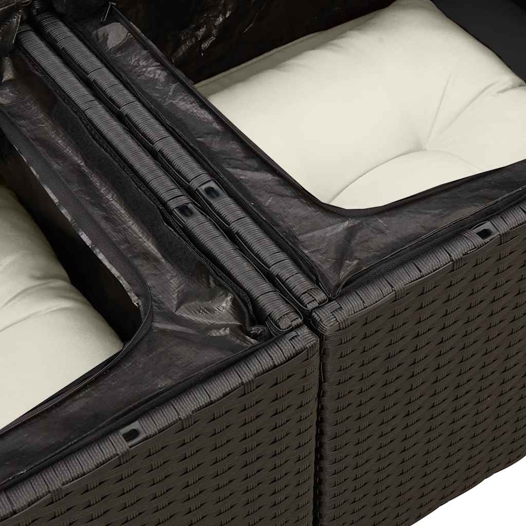 Salon de jardin 6 pcs avec coussins noir résine tressée