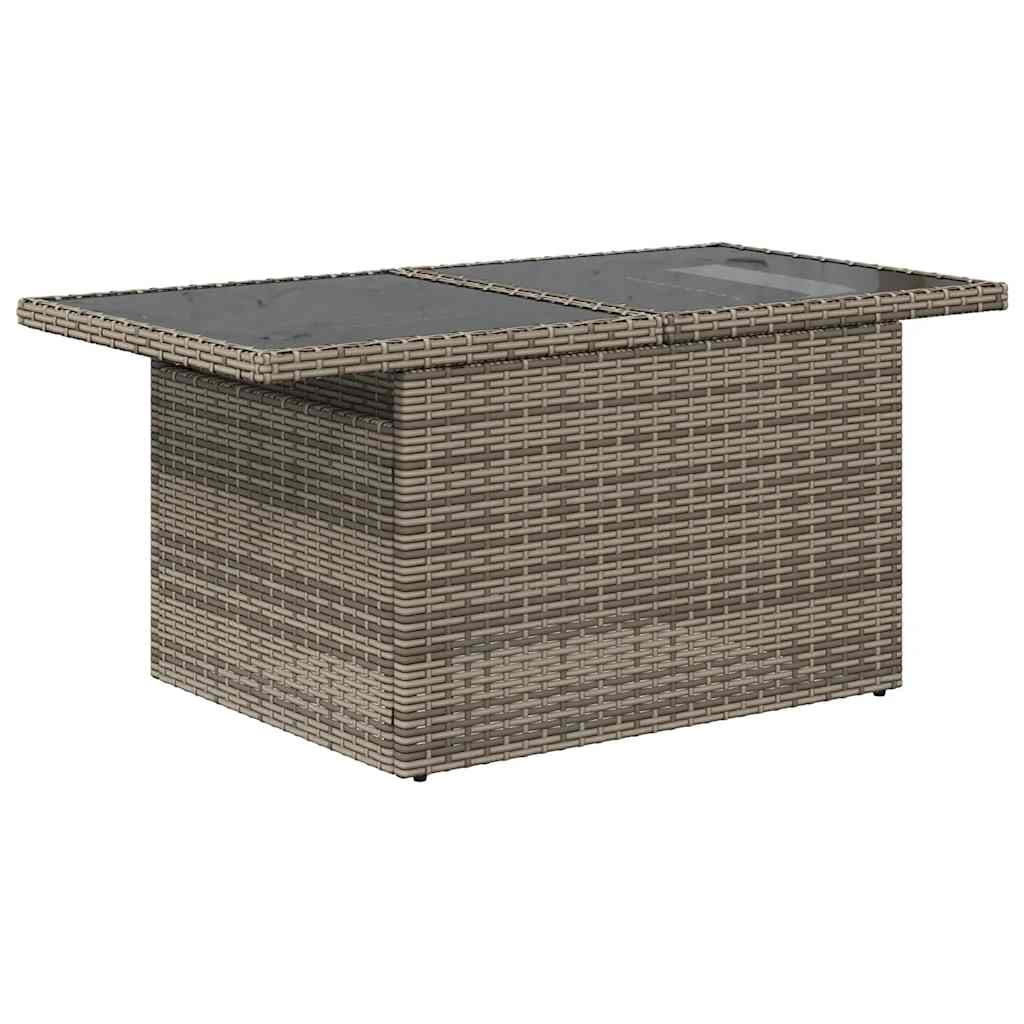 Salon de jardin avec coussins 6 pcs gris résine tressée acacia