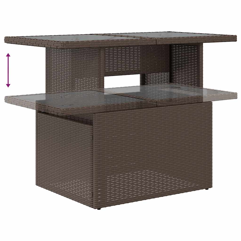 Salon de jardin avec coussins 7pcs marron résine tressée acacia