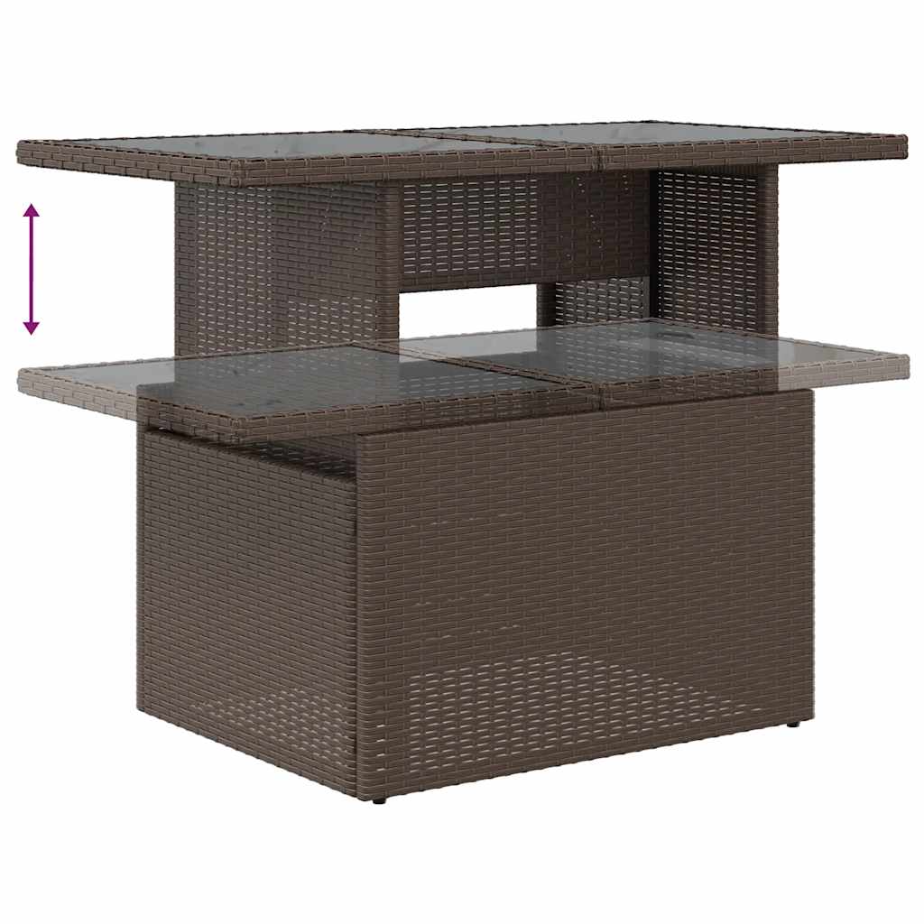 Salon de jardin avec coussins 7pcs marron résine tressée