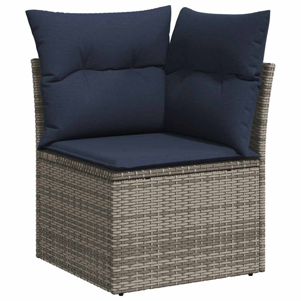 Salon de jardin avec coussins 8 pcs gris résine tressée acacia