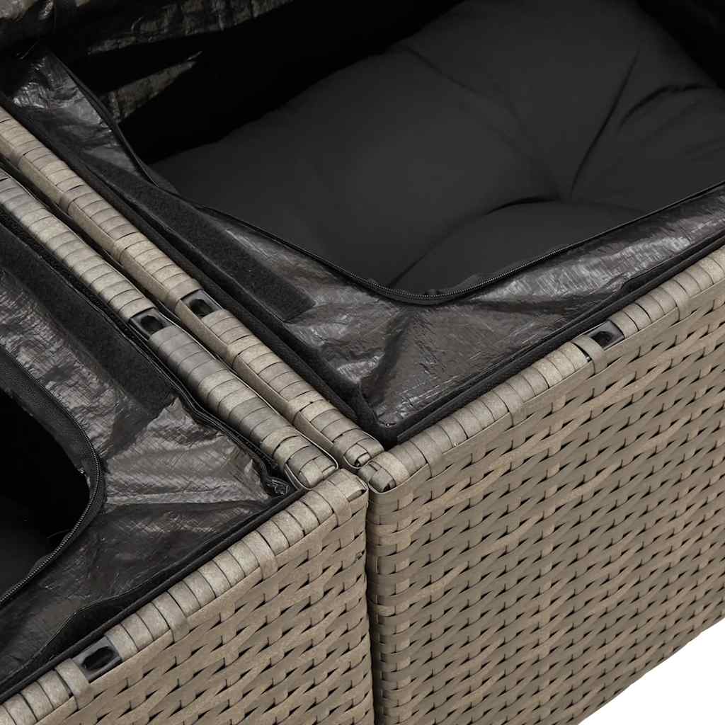 Salon de jardin 8 pcs avec coussins gris résine tressée