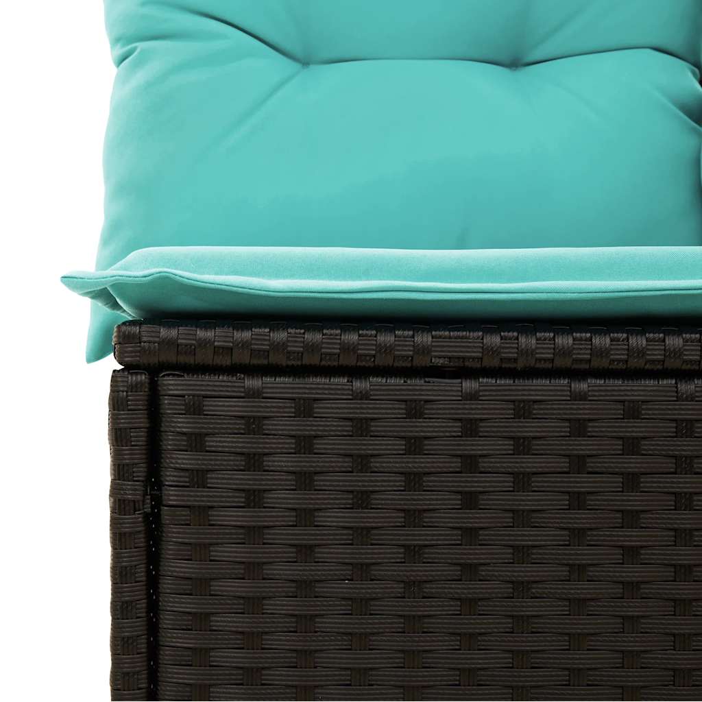Salon de jardin 7 pcs avec coussins noir résine tressée