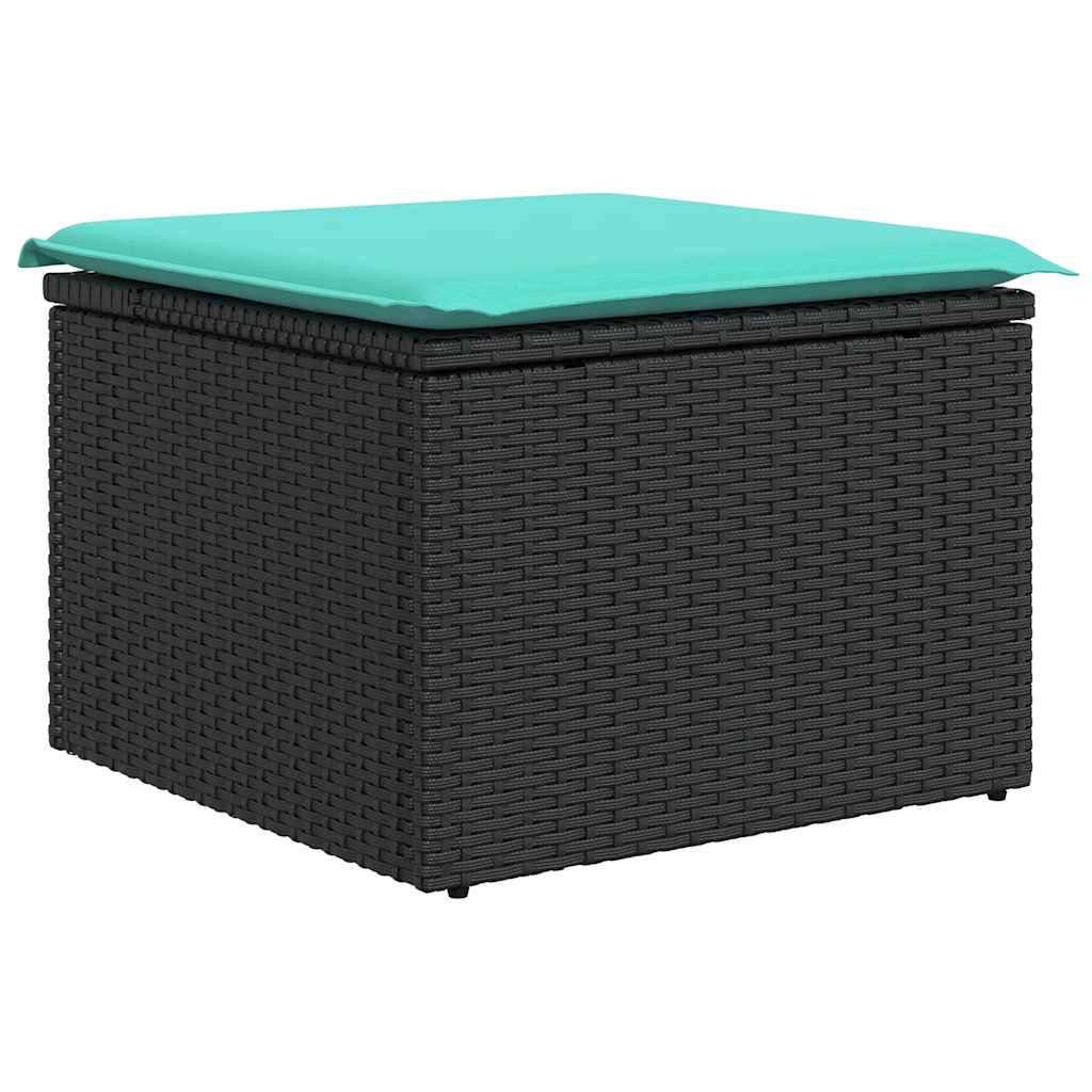 Salon de jardin 6 pcs avec coussins noir résine tressée