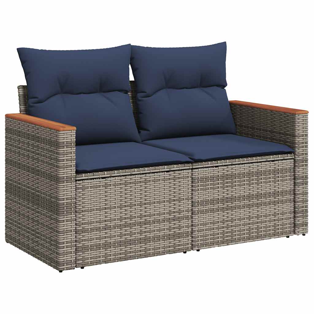 Salon de jardin avec coussins 10 pcs gris résine tressée