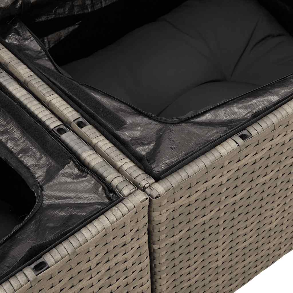 Salon de jardin avec coussins 8 pcs gris résine tressée acacia